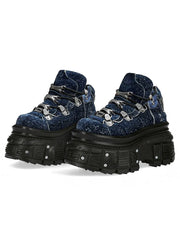 Punk rock metal decoration lace-up design super-high heel platform Shoes