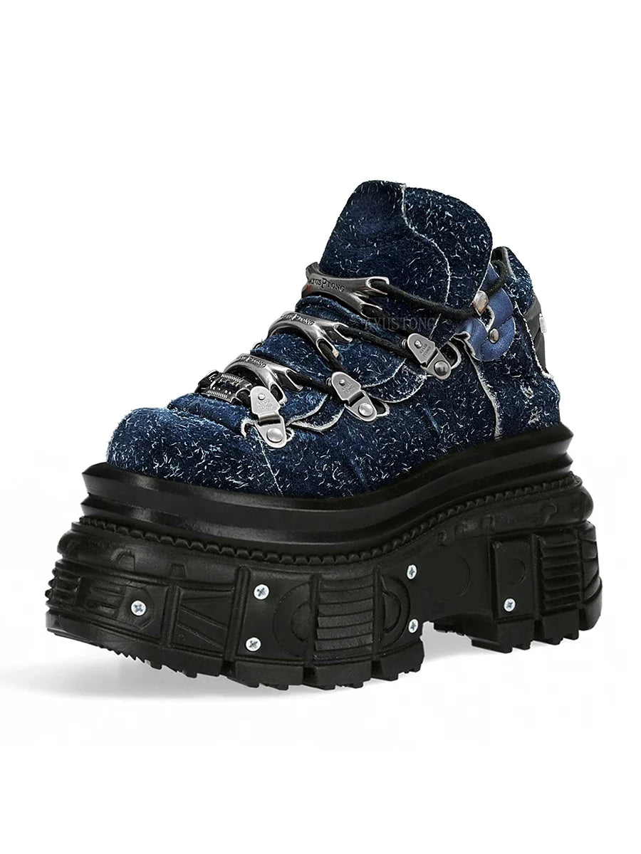 Punk rock metal decoration lace-up design super-high heel platform Shoes