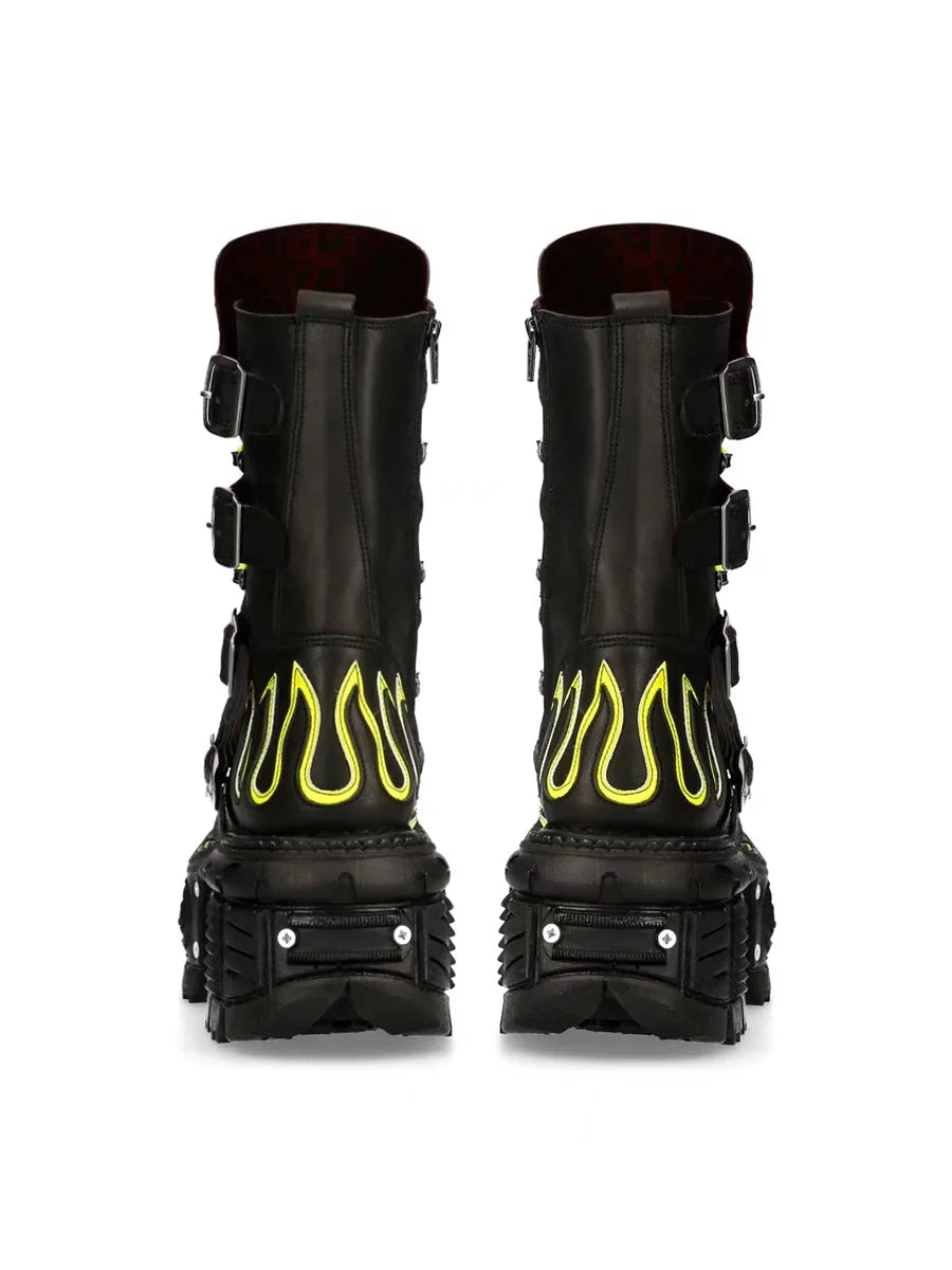 Retro dark punk biker Boots