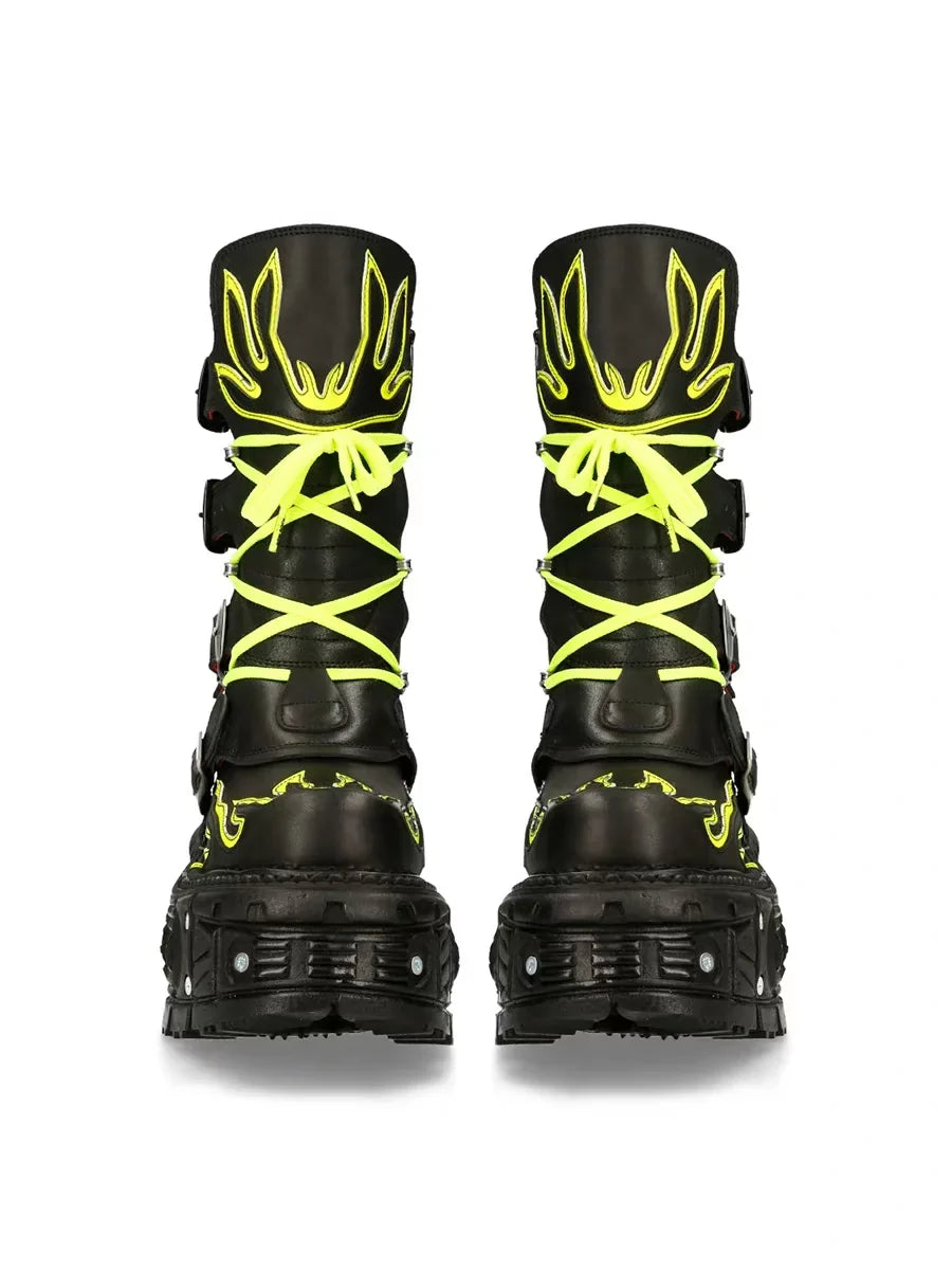 Retro dark punk biker Boots