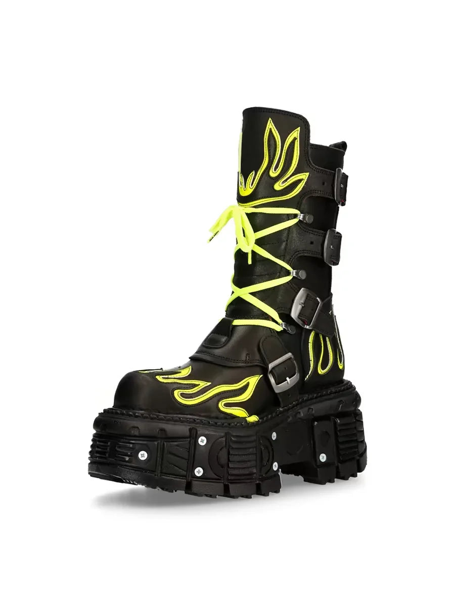 Retro dark punk biker Boots