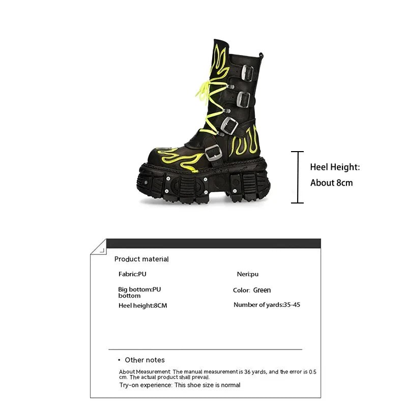 Retro dark punk biker Boots