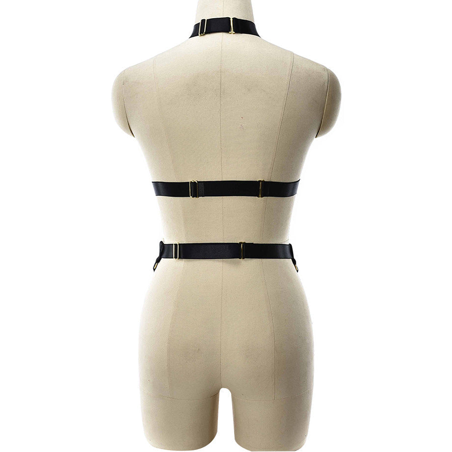 Sex Sexy Black Lingerie Set Strapy Body Harness Lingerie White Bra Panties