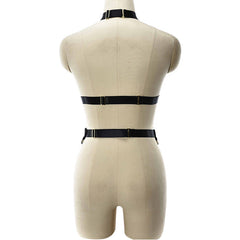 Sex Sexy Black Lingerie Set Strapy Body Harness Lingerie White Bra Panties