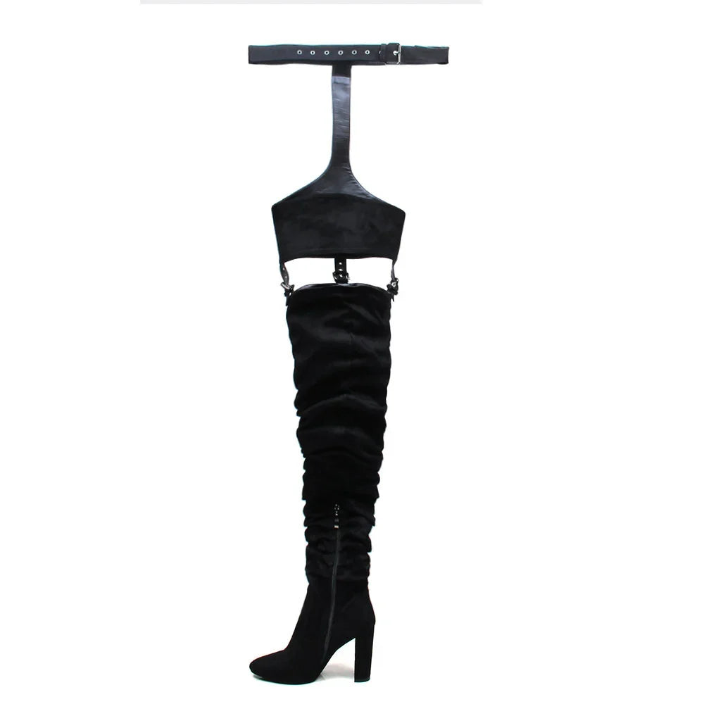 Sexy Belt Buckle Suede Over The Knee Boots