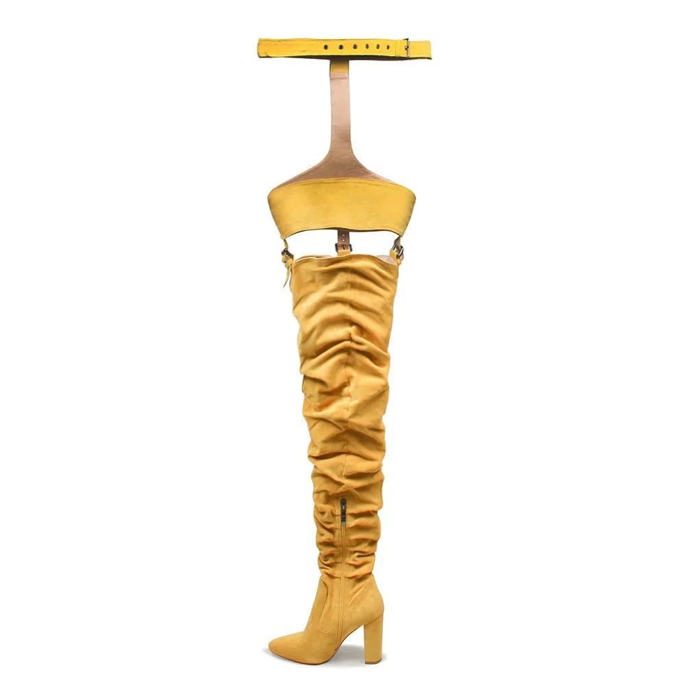 Sexy Belt Buckle Suede Over The Knee Boots