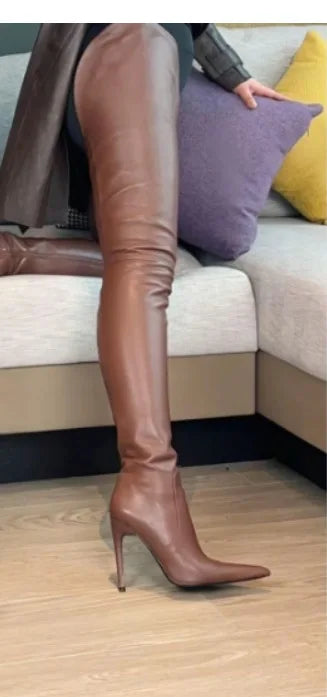 Sexy Pointed-toe High-heeled Women's Oversized Over-the-knee Stretch Boots