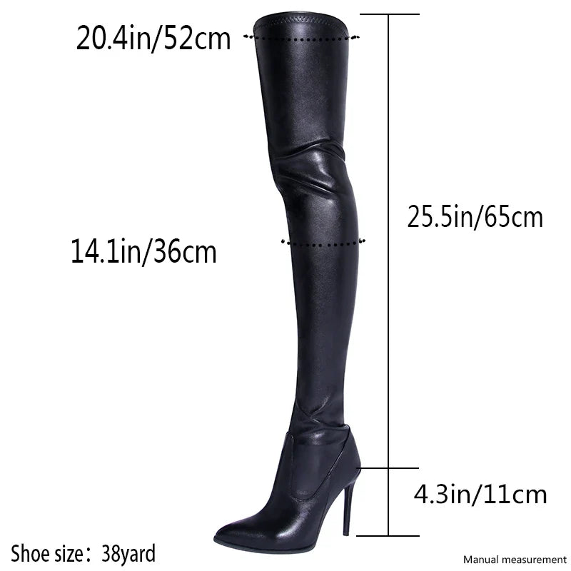 Size 46 Sexy High Heels Black Over The Knee Boots