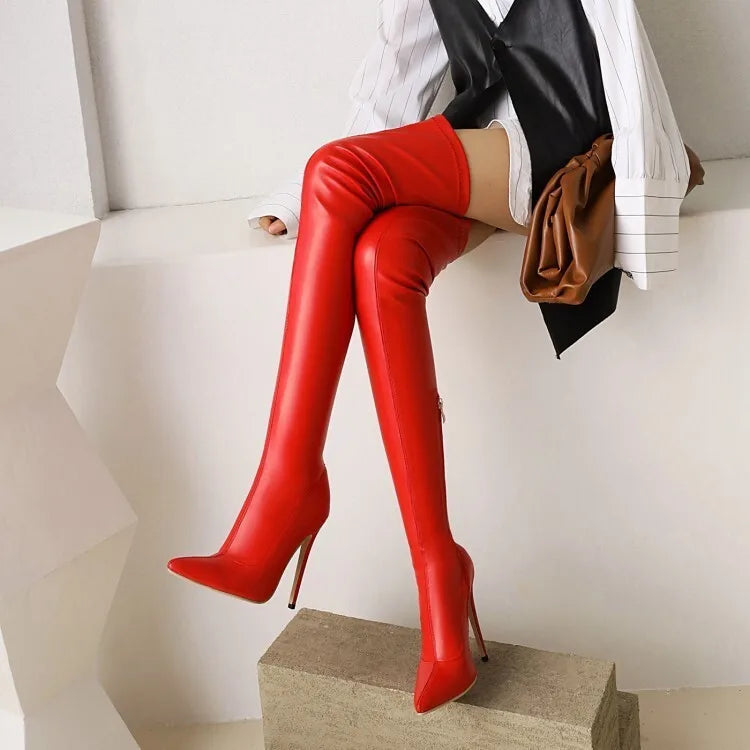 Size 46 Sexy High Heels Black Over The Knee Boots