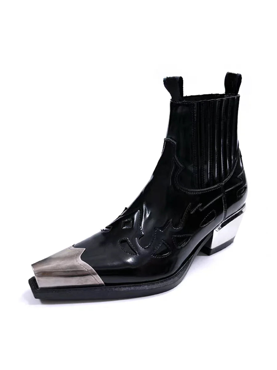 Spanish brand metal punk booties autumn and winter western cowboy men's and women's pointed Chelsea boots