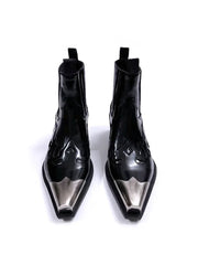 Spanish brand metal punk booties autumn and winter western cowboy men's and women's pointed Chelsea boots