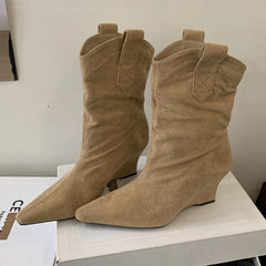 Suede Sexy Wedge Ankle Boots