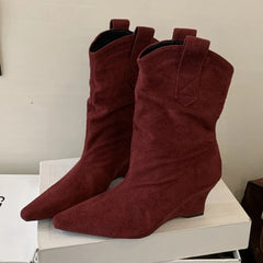Suede Sexy Wedge Ankle Boots