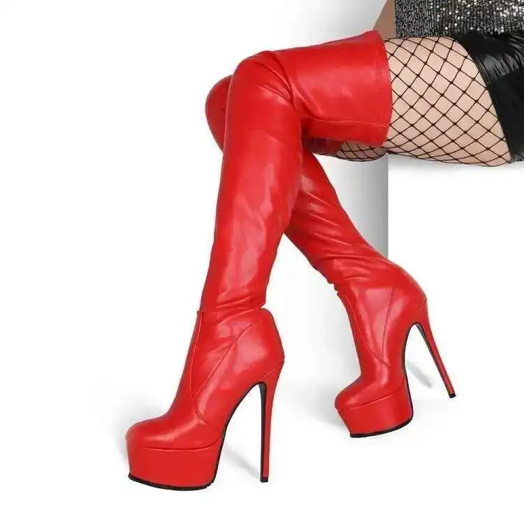 White High Heels Platform Boots