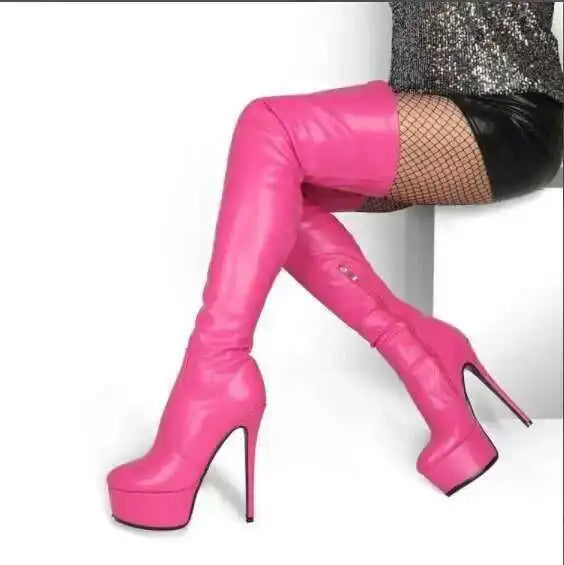 White High Heels Platform Boots