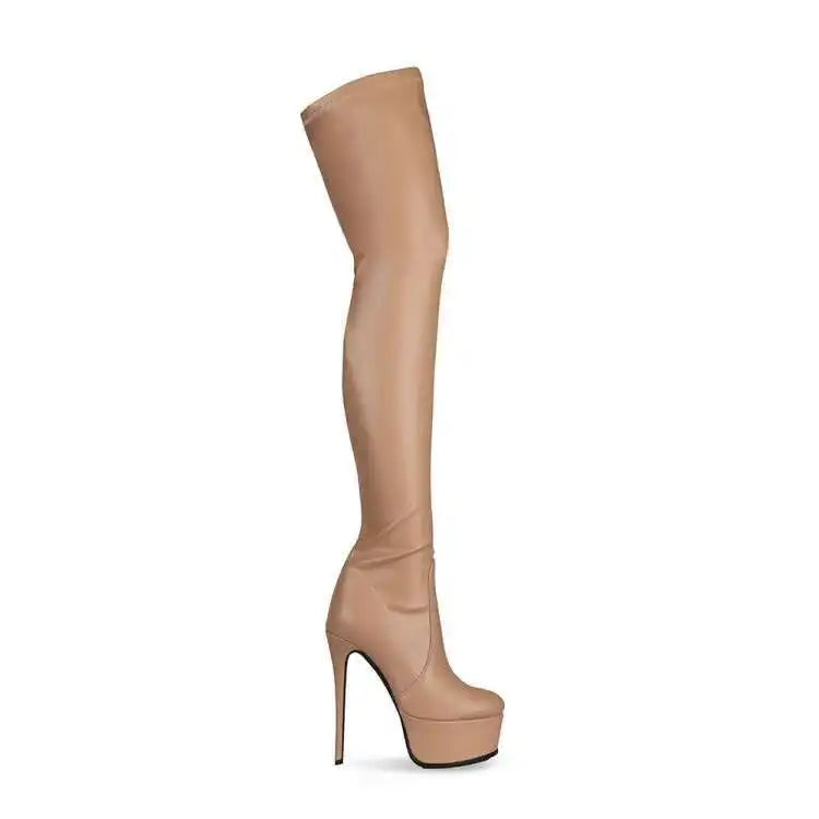 White High Heels Platform Boots