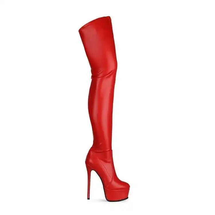 White High Heels Platform Boots