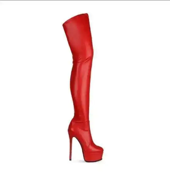 White High Heels Platform Boots