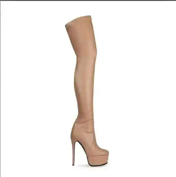 White High Heels Platform Boots