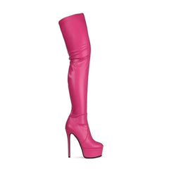 White High Heels Platform Boots