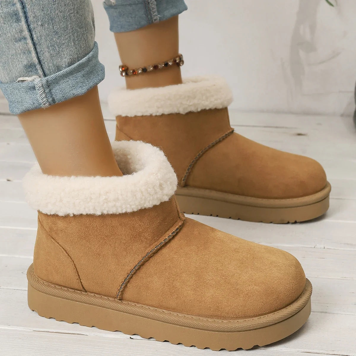 Winter Round Head Flat with Warm and Comfortable Non-slip Snow Boots
