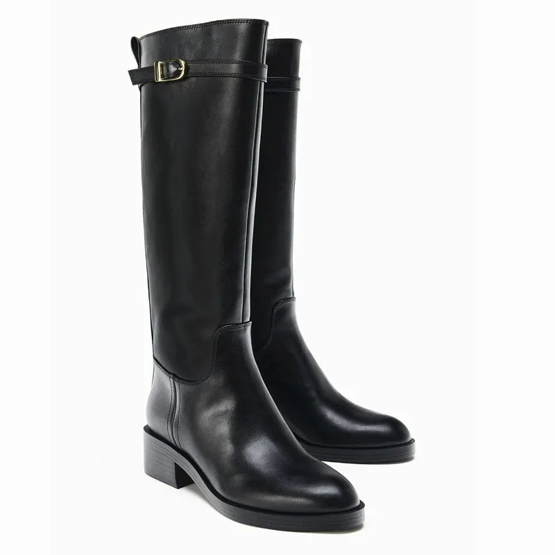 Winter Soft Leather Knight Boots