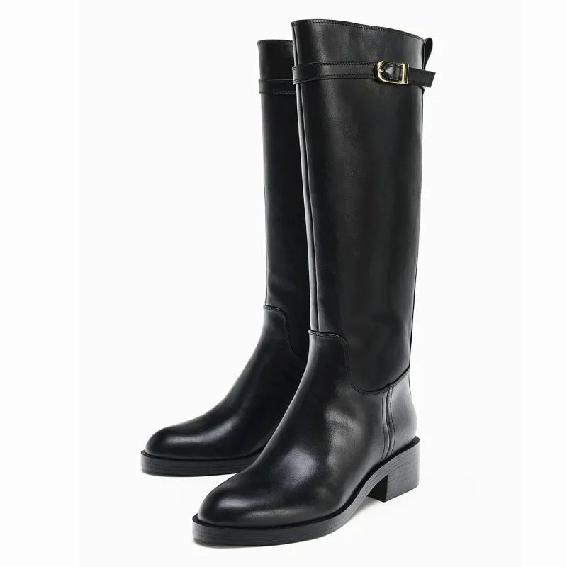 Winter Soft Leather Knight Boots