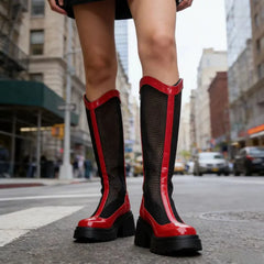 Women Mesh Knee High Boots