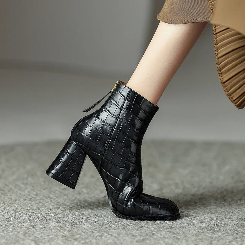 Women's Leather Cowhide Round Toe