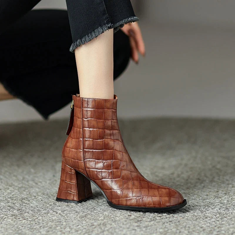 Women's Leather Cowhide Round Toe