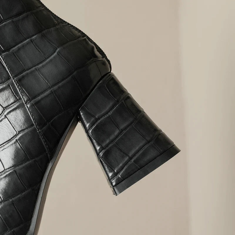 Women's Leather Cowhide Round Toe