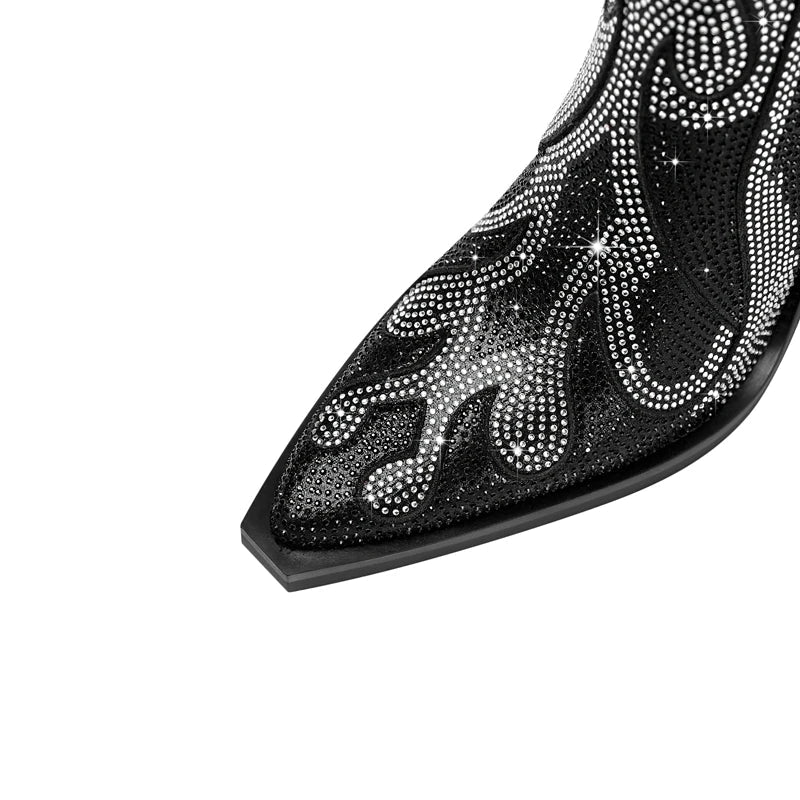 Women's Spring and Autumn Pointed Show Rhinestone High Heels