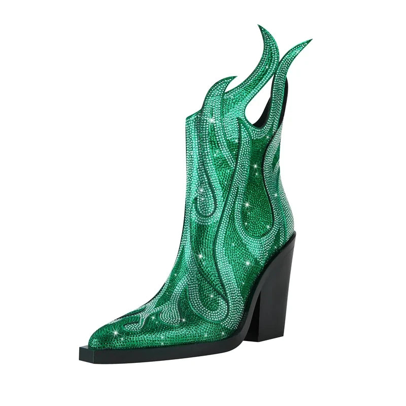 Women's Spring and Autumn Pointed Show Rhinestone High Heels