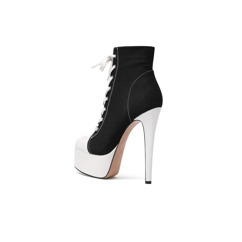 Women's Spring and Autumn Round Head Waterproof Platform Cloth High Heels