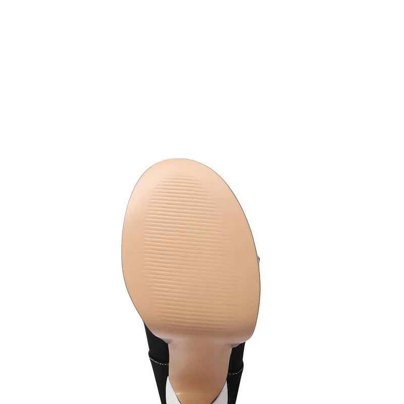 Women's Spring and Autumn Round Head Waterproof Platform Cloth High Heels
