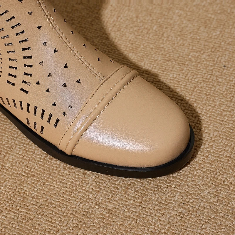Women's Spring and Summer Genuine Leather Cowhide Low Heel Large