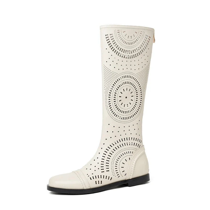 Leather Cowhide High Heels Large Women's Boots