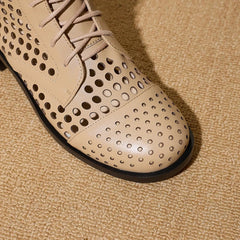 Women's Spring and Summer Genuine Leather Cowhide Round Toe