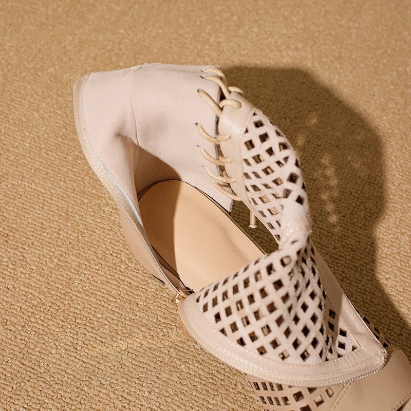 Women's Spring and Summer Leather Cowhide Exposed Toe