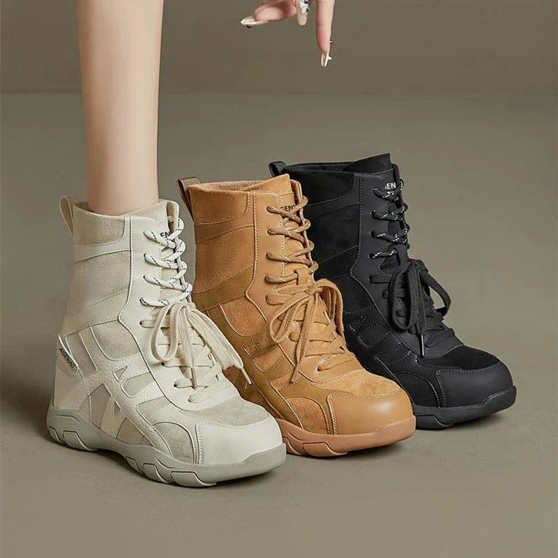 Women's Style Interior Height Increasing and Calf Outdoor Hiking Shoes