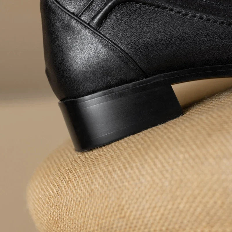 Women's autumn and winter genuine leather cowhide round toe