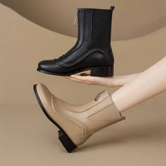 Women's autumn and winter genuine leather cowhide round toe