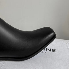 Women's autumn and winter genuine leather cowhide square toe and knee zipper high-heeled knight Boots