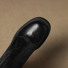 Women's autumn and winter genuine leather sheepskin round toe and calf high-heeled zipper thick soled Chelsea short boots