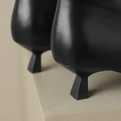 Women's autumn and winter pointed diamond embellishments with genuine leather cowhide middle heel