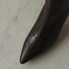 Women's elastic leather pointed high heels