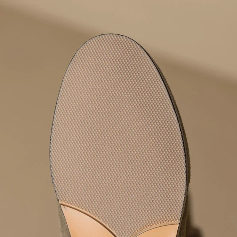 Women's genuine leather cow suede round toe with increased height