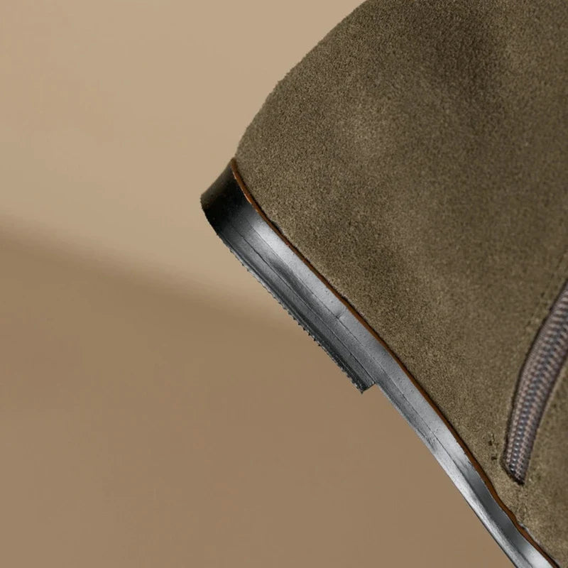 Women's genuine leather cow suede round toe with increased height