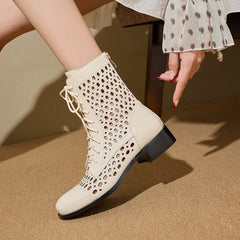 Women's spring/summer genuine leather cowhide mid heel