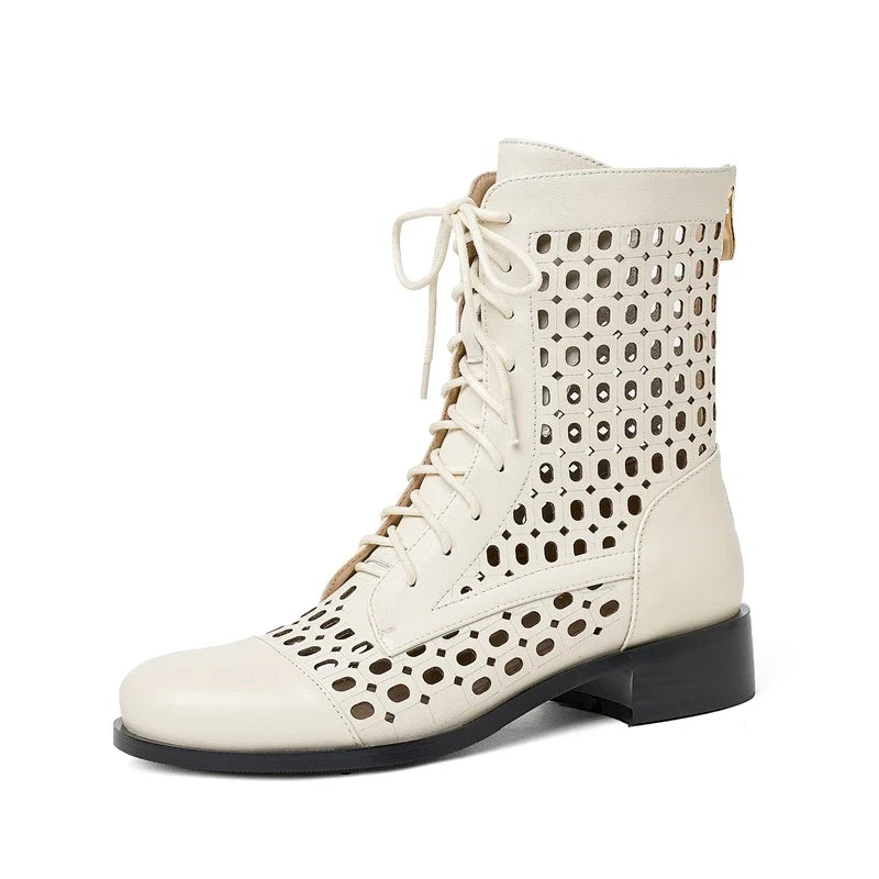 Women's spring/summer genuine leather cowhide mid heel
